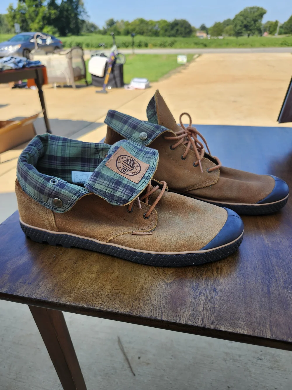 Palladium Men’s Fold-Down Suede Boots in Brown